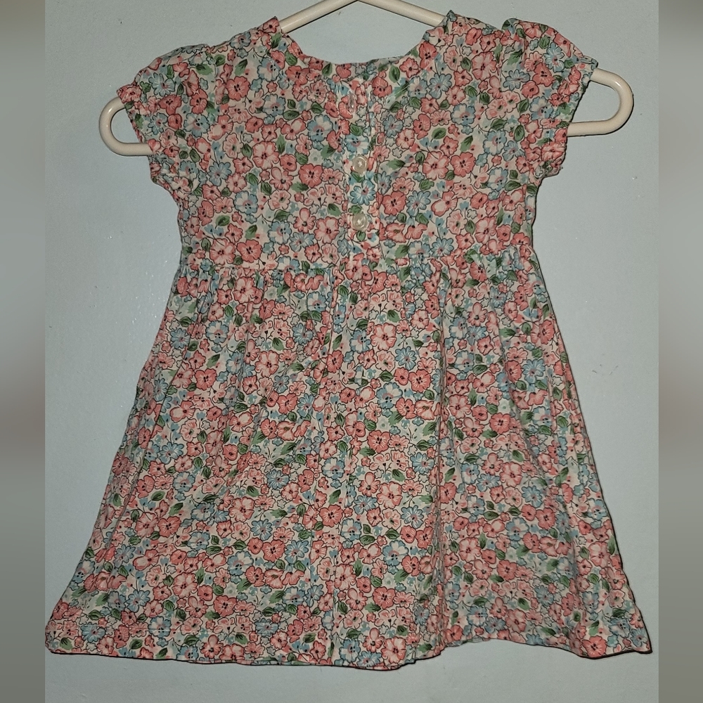 Floral dress pink blues dainty flowers  button  just one you carter